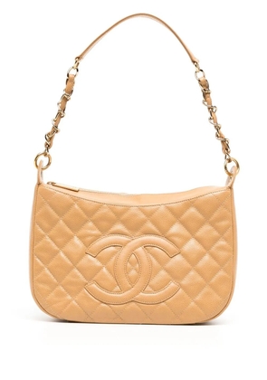 CHANEL Pre-Owned 2005 diamond-quilted logo shoulder bag - Brown
