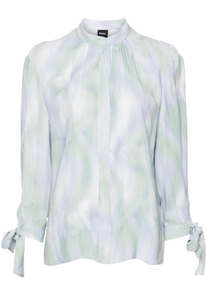 BOSS abstract-stripes tied-cuffs blouse - Blue