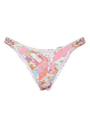 Camilla floral-pattern bikini bottoms - White