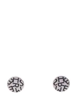 Hermès Pre-Owned 2000-2025 Stainless Steel Logo Round Push Back Earrings costume earrings - Silver
