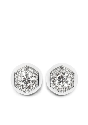 LILY GABRIELLA 18kt white gold mini Hex diamond stud earrings - Silver