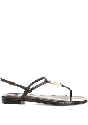 FENDI Fold logo-detail leather sandals - Brown