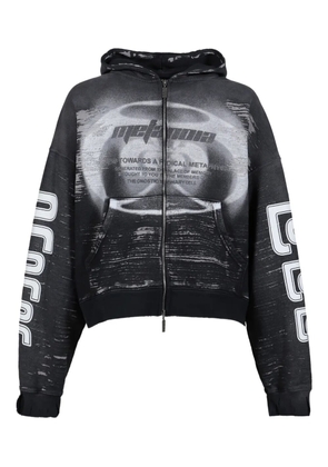 RRR123 graphic zip hoodie - Black