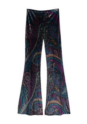 ETRO paisley-print velvet trousers - Blue