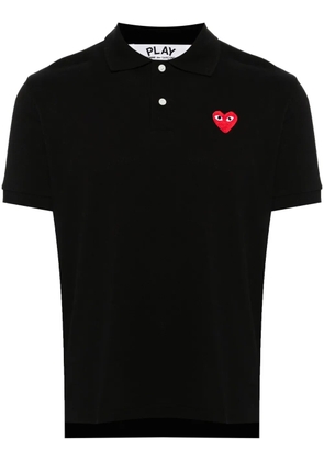 Comme Des Garçons heart-patch piqué polo shirt - Black