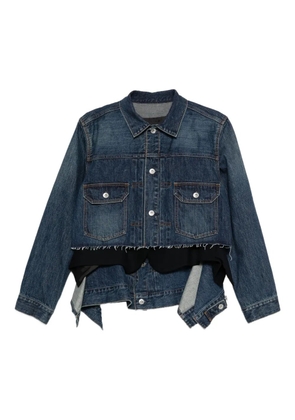 sacai frayed denim jacket - Blue