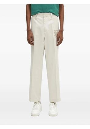 Human Made heart-embroidered pleated trousers - Neutrals