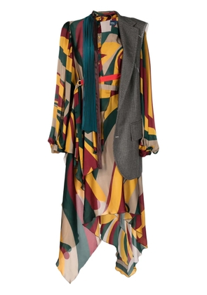 Kolor layered-panels asymmetric midi dress - Multicolour