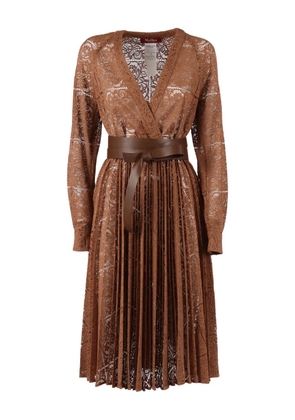 Max Mara Pensile lace-belted midi dress - Brown