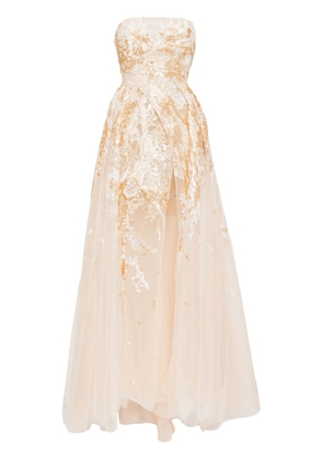 Saiid Kobeisy embroidered dress - Neutrals