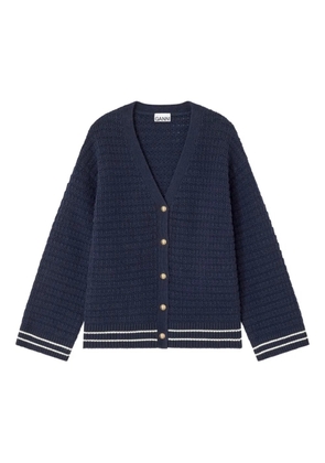 GANNI striped-detail cardigan - Blue