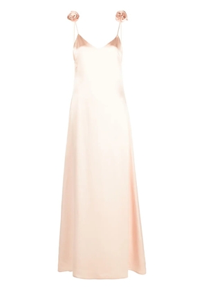 Magda Butrym floral-appliqué silk maxi dress - Neutrals