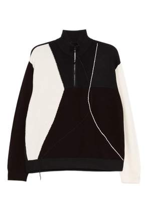 CROQUIS wool contrasting splicing jumper - Brown