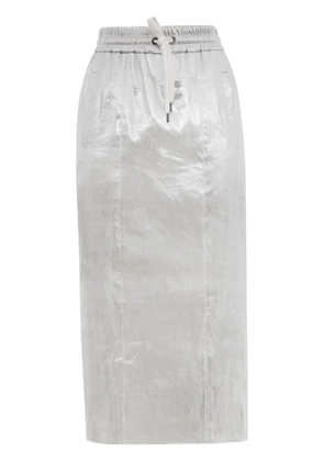 Brunello Cucinelli metallic-finish midi skirt - Grey