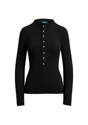 Polo Ralph Lauren button-up ribbed-knit T-shirt - Brown