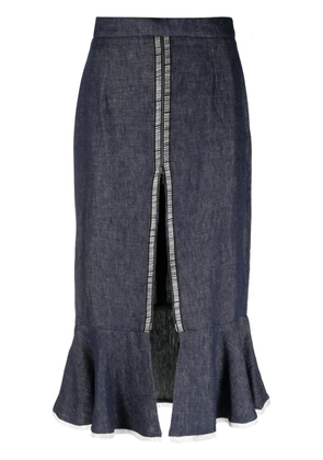 Gemy Maalouf zipped-slit godet midi skirt - Blue