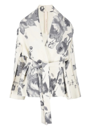 Forme D'expression floral-print belted short coat - Neutrals