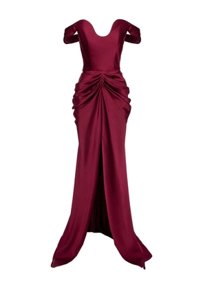 Ana Radu off-the-shoulder draped dress - Red