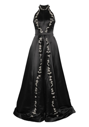 AAVVA floral-embroidered gown - Black