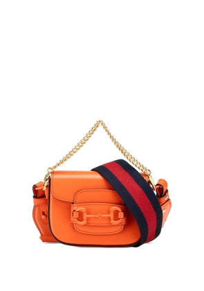 Gucci Pre-Owned 2016-2024 Mini Leather Horsebit 1955 Web satchel - Orange