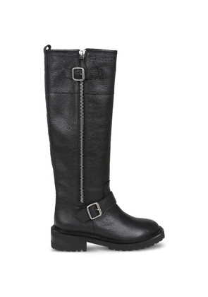 Via Roma 15 buckle zip leather boots - Black