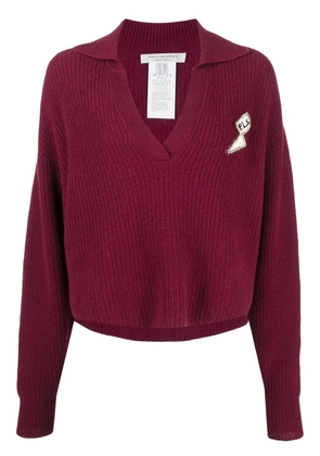 Philosophy Di Lorenzo Serafini logo-patch chunky-knit jumper - Red
