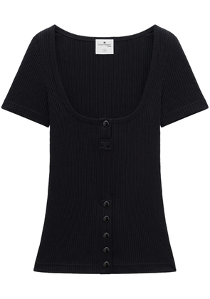 Courrèges logo-plaque ribbed T-shirt - Black
