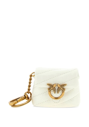 PINKO shiny quilted leather airpods case - White