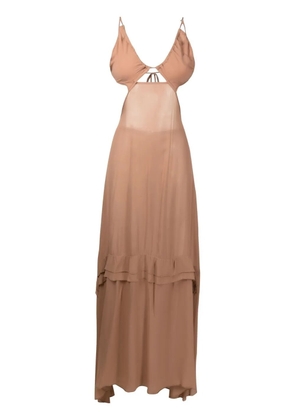 Amir Slama cut-out semi-sheer maxi dress - Brown