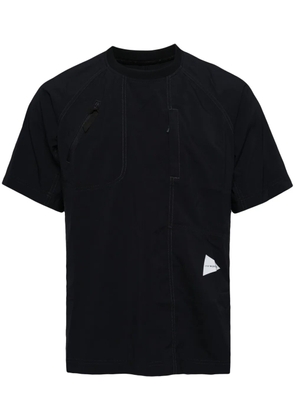 and Wander contrast-stitching panelled T-shirt - Blue