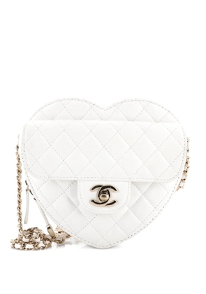 CHANEL Pre-Owned CC in Love Heart Bag Quilted Lambskin crossbody bag - White