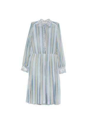 Ermanno Scervino striped-pattern lace-trim dress - Blue