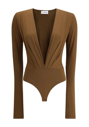 THE ANDAMANE V-neck long-sleeve bodysuit - Brown