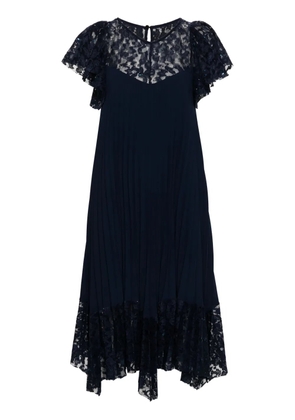 NISSA lace-panelled midi dress - Blue