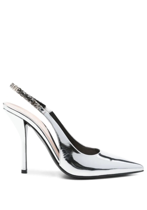 Gucci 110mm leather pumps - Silver