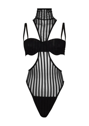 LaQuan Smith mock-neck striped bodysuit - Black
