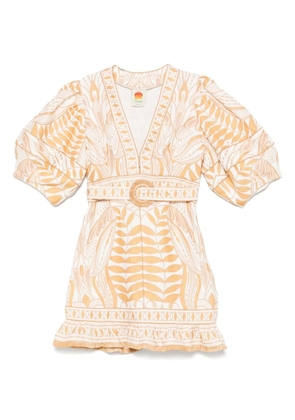 FARM Rio lace-embroidered mini dress - Neutrals