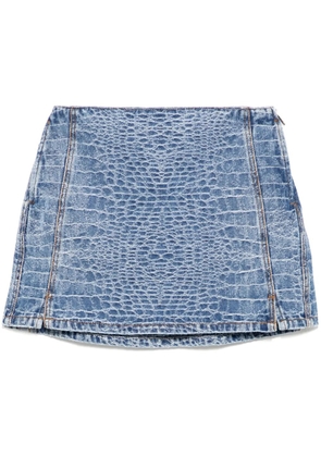 Ermanno Scervino crocodile-print denim mini skirt - Blue