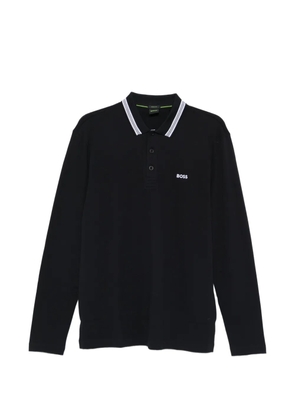 BOSS long-sleeve contrast-trim polo shirt - Blue