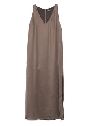 Peserico jewel-embellished satin midi dress - Brown