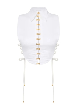 Elisabetta Franchi jewel clasps criss-cross shirt - White
