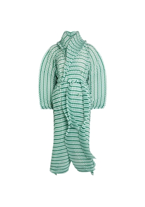 Issey Miyake striped pleated coat - Green
