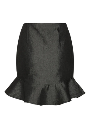 ROTATE BIRGER CHRISTENSEN ruffle-denim mini skirt - Black