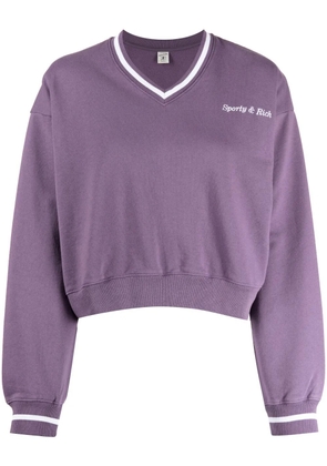 Sporty & Rich logo-embroidered V-neck sweatshirt - Purple