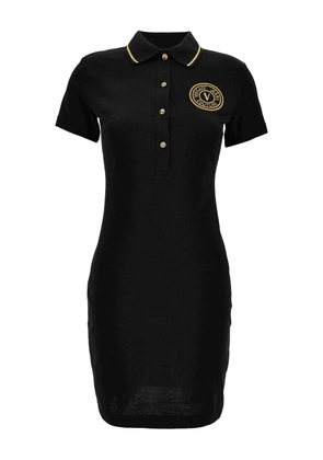 Versace Jeans Couture embroidered-logo polo mini dress - Black