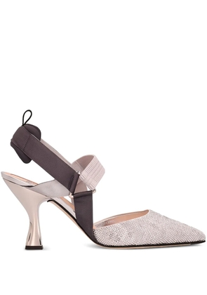 FENDI 85mm Colibrì strass heeled sandals - Grey