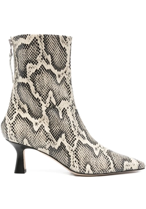 Aeyde 70mm Elina snake-print pointed-toe ankle boots - Neutrals