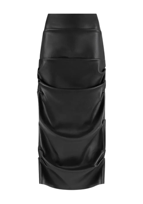 Manière De Voir high-waisted leather midi skirt - Black