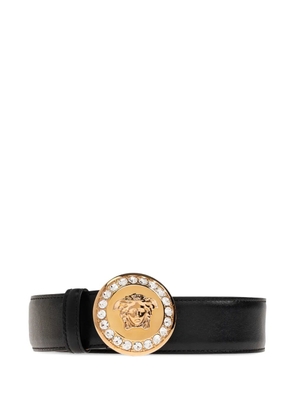Versace crystal-embellished Medusa-buckle belt - Black