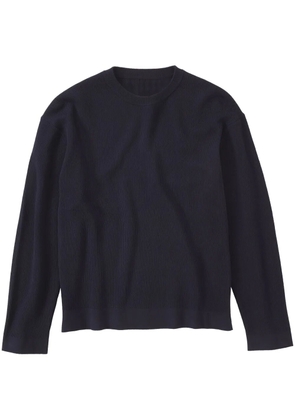 Closed crew-neck fine-knit jumper - Blue